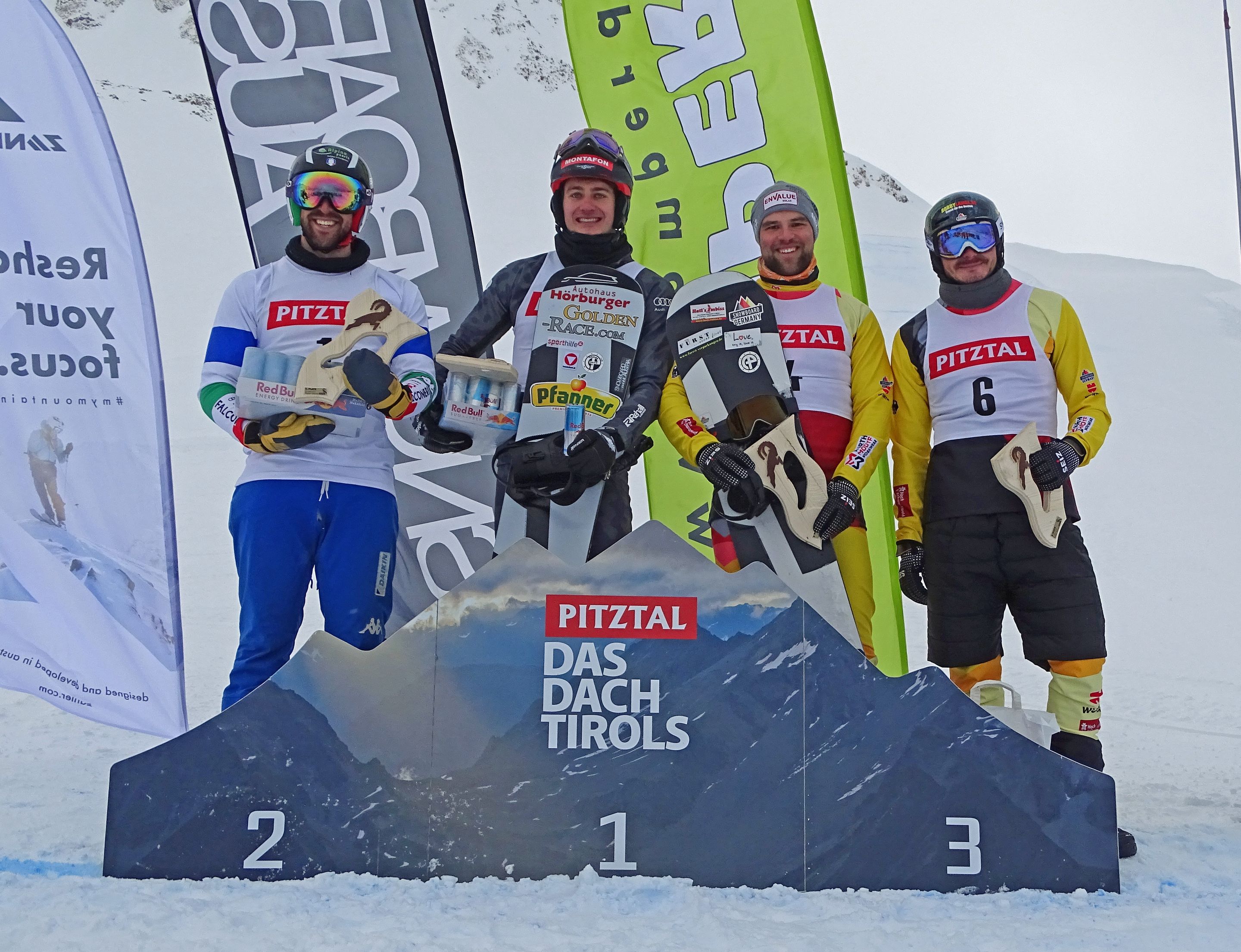 © ÖSV: European Cup podium with Lorenzo Sommariva (ITA), Alessandro Haemmerle (AUT), Martin Noerl