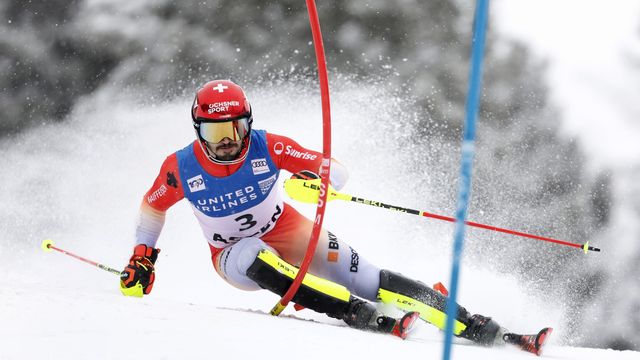 Meillard charges to victory under snowy conditions in Aspen (Agence Zoom)