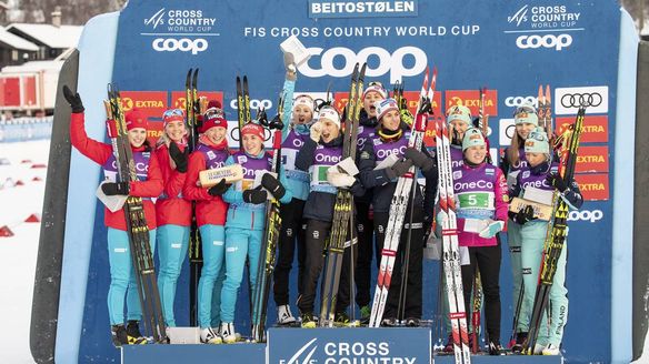 Norway 1, Russia 2 and Finland 1 conclude the ladies relay podium