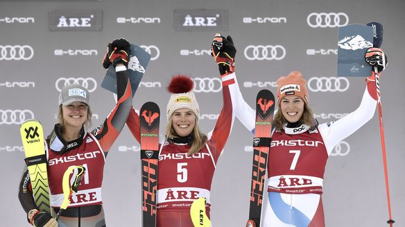 Liensberger earns slalom win in Are