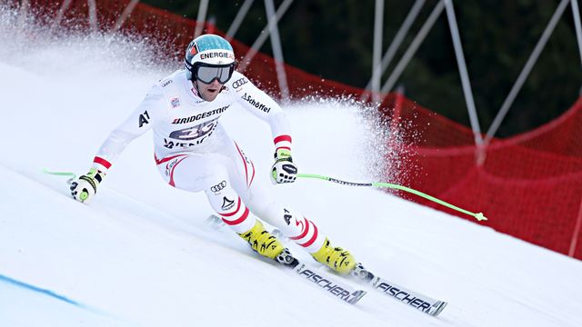 WENGEN, SWITZERLAND - JANUARY 12: Vincent Kriechmayr of Austria in action during the Audi FIS Alpine Ski World Cup Men's Combined on January 12, 2018 in Wengen, Switzerland. (Photo by Alexis Boichard/Agence Zoom)
