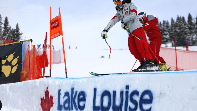 LAKE LOUISE, AB - DECEMBER 01: Laura Gauche of France inspects the course during the Audi FIS Alpine Ski World Cup Women's Downhill on December 1, 2017 in Lake Louise, Canada. (Photo by Christophe Pallot/Agence Zoom)
