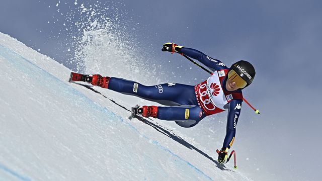 CRANS MONTANA, SWITZERLAND - JANUARY 22: Sofia Goggia of Italy in action during the Audi FIS Alpine Ski World Cup Women's Downhill on January 22, 2021 in Crans Montana Switzerland. (Photo by Alain Grosclaude/Agence Zoom)