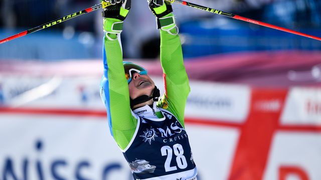 LENZERHEIDE, SWITZERLAND - JANUARY 27: Meta Hrovat of Slovenia takes 3rd place during the Audi FIS Alpine Ski World Cup Women's Giant Slalom on January 27, 2018 in Lenzerheide, Switzerland. (Photo by Alain Grosclaude/Agence Zoom)