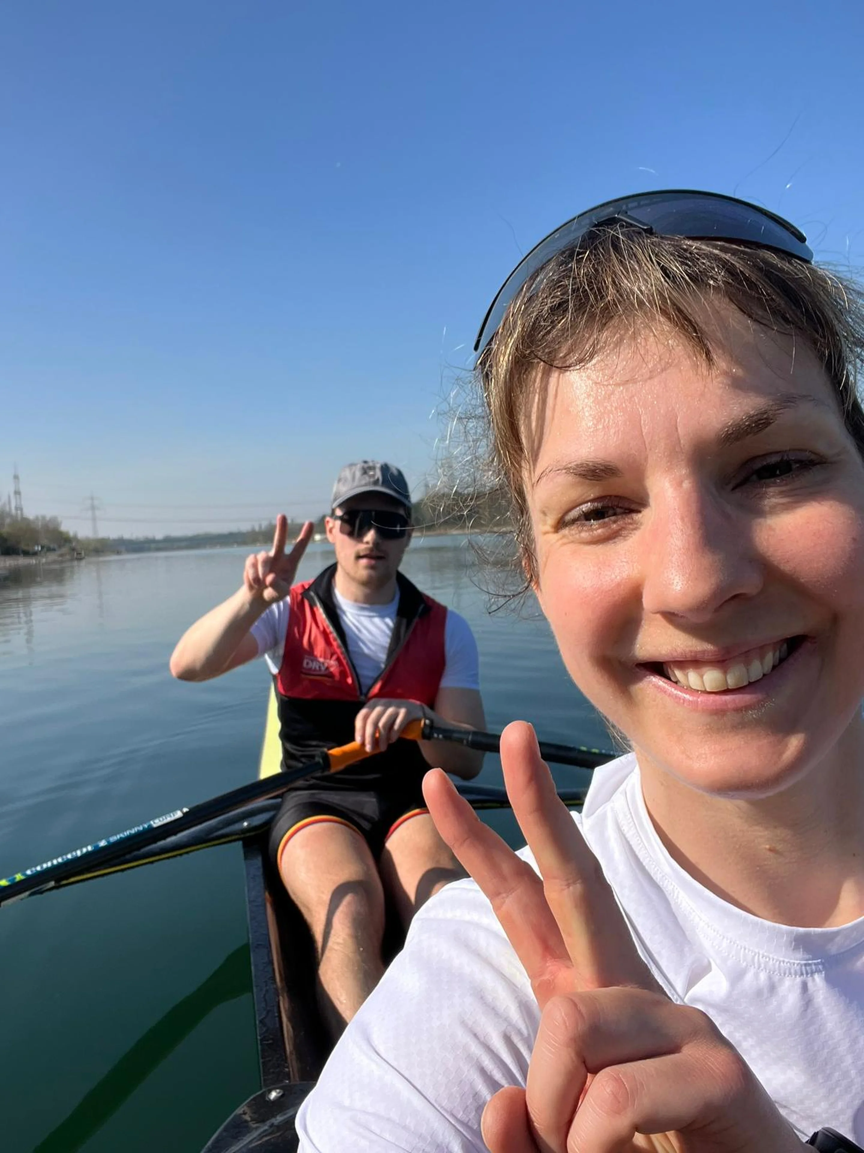 Kathrin with rowing partner Valentin Luz. Photo credit: Kathrin Marchand