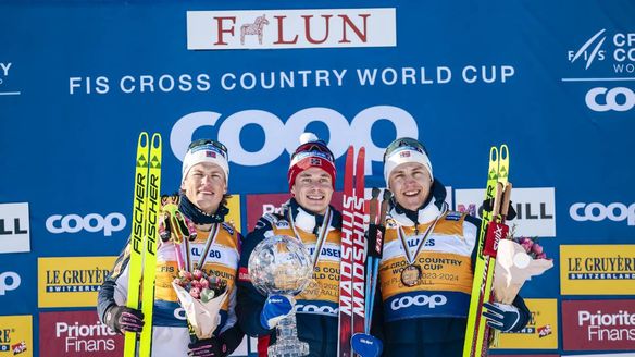 Klaebo signs off season with seventh straight win as Amundsen claims Crystal Globe