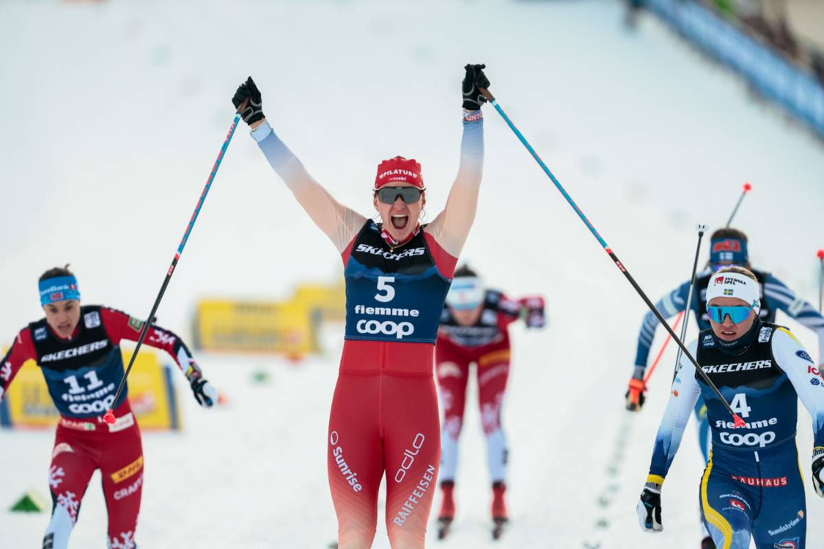 Faehndrich wins sprint on Olympic tracks as Klaebo extends Tour lead