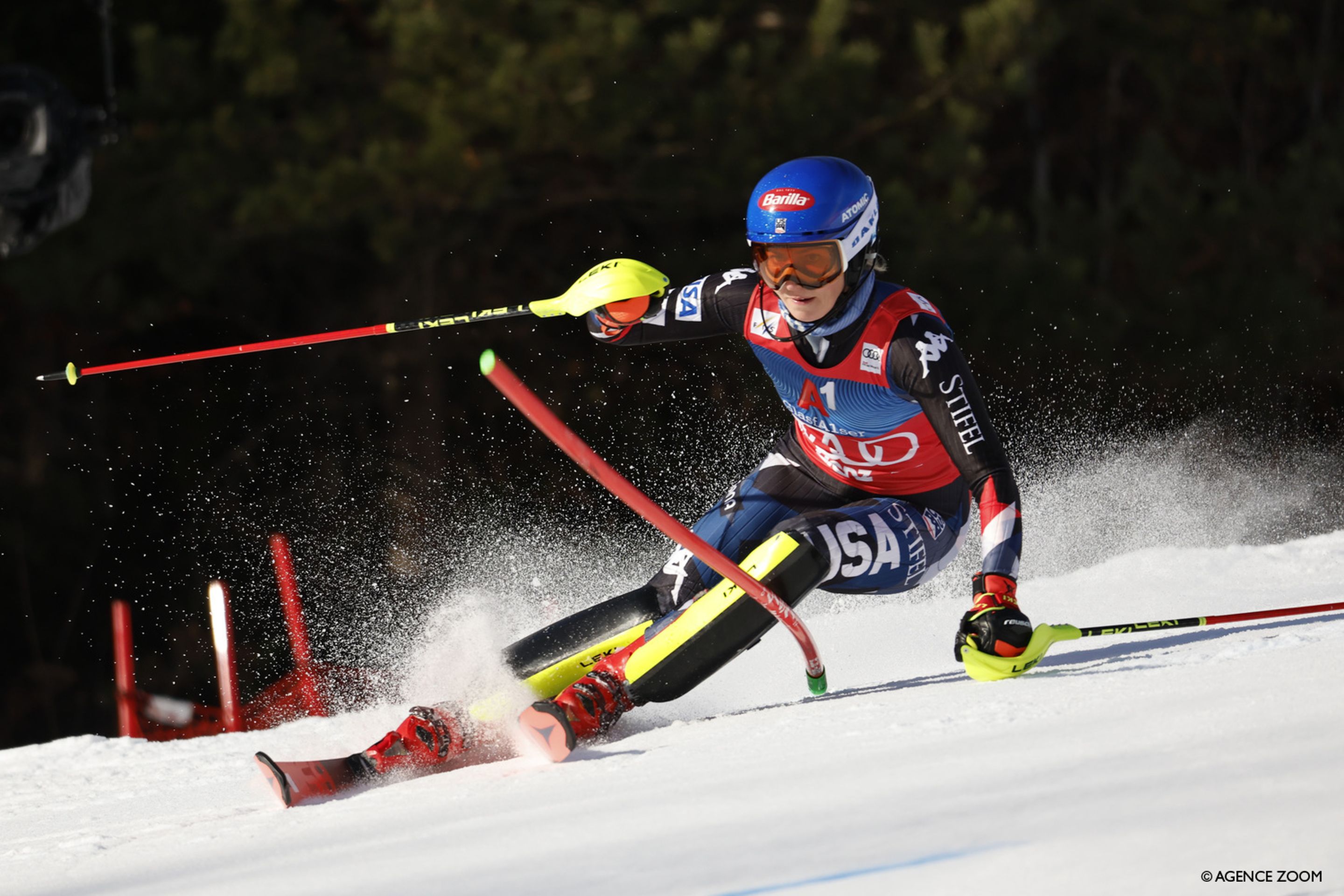Mikaela Shiffrin (USA) in complete control in dominating the Lienz slalom on Friday (Agence Zoom)