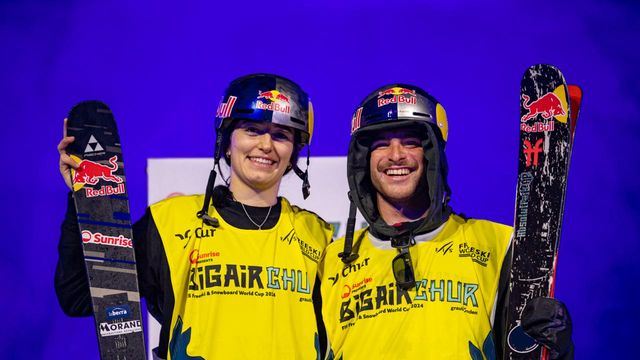 Big Air 2024 winners Mathilde Gremaud (SUI) and Matej Svancer (AUT) © Buchholz/@fisparkandpipe