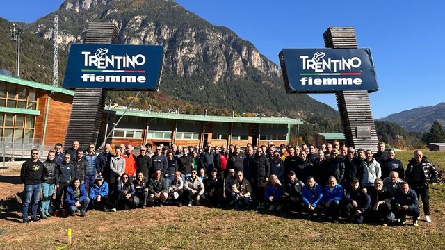 All the participants gathered on the finish line for the upcoming Olympic.