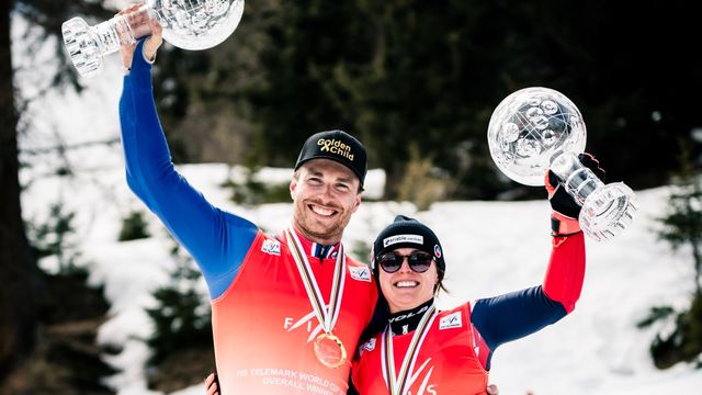 Taylor (GBR) and Loeken (NOR) - 2024/25 Telemark Overall Globe Winners @Guillaume Borga