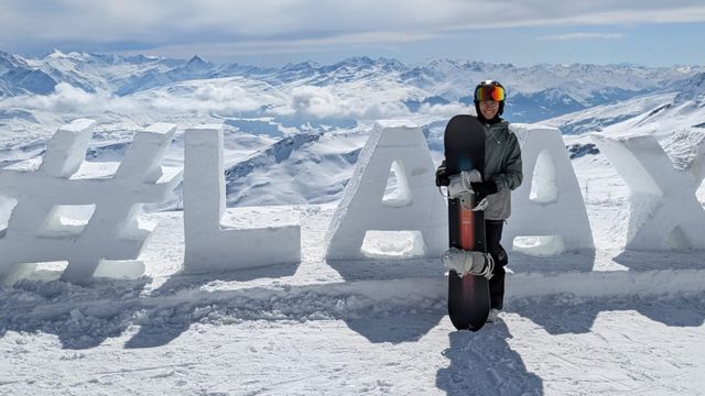 Indonesian snowboarder Zazi Landman training in Laax, Switzerland. Photo: Supplied