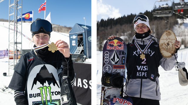 Zoo Sadowski-Synnott (NZL) and Marcus Kleveland (NOR) © US Ski & Snowboard