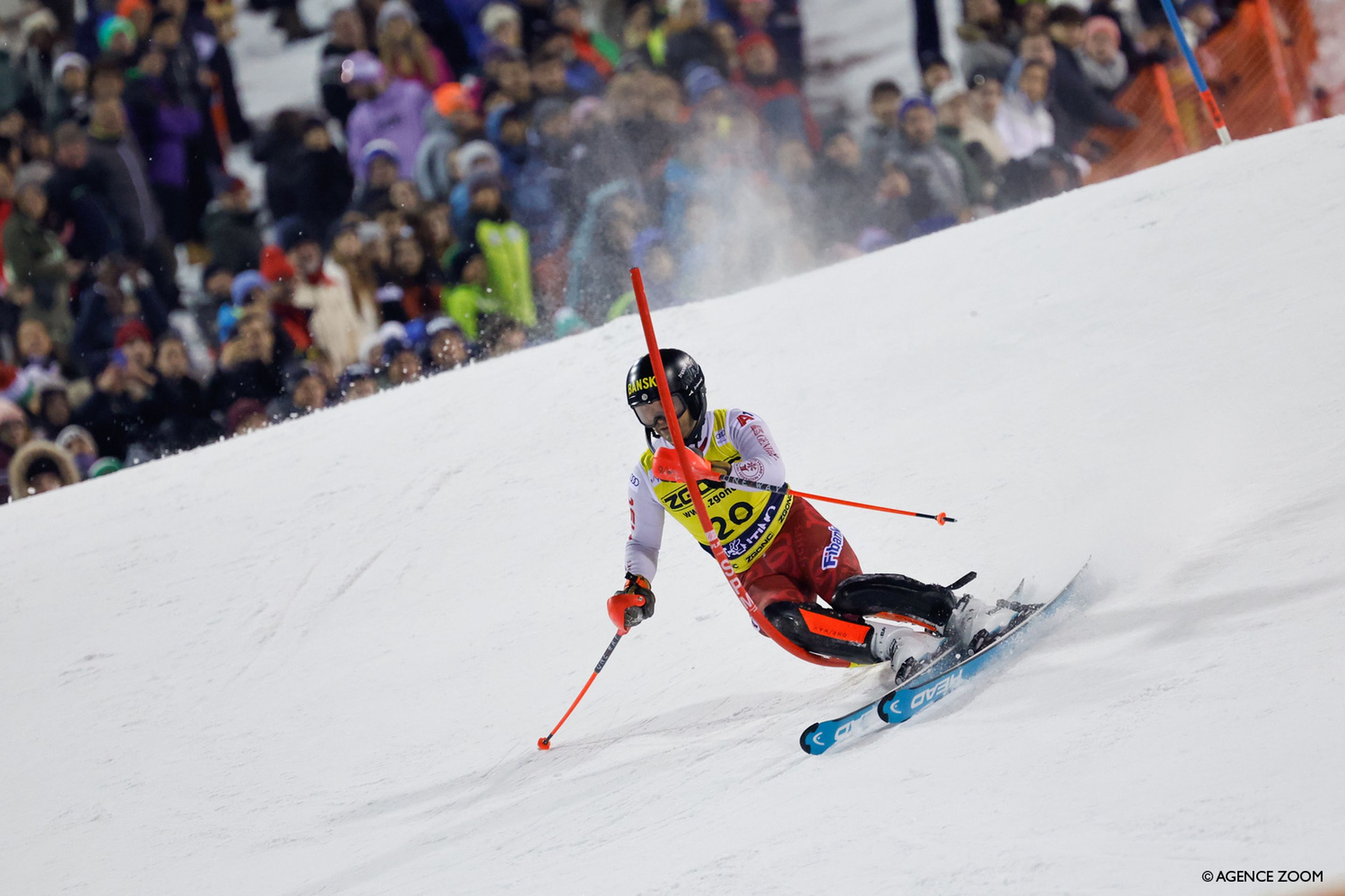 Albert Popov (BUL/Head) attacks the famous Madonna di Campiglio course en route to his maiden World Cup victory. ©Agence Zoom