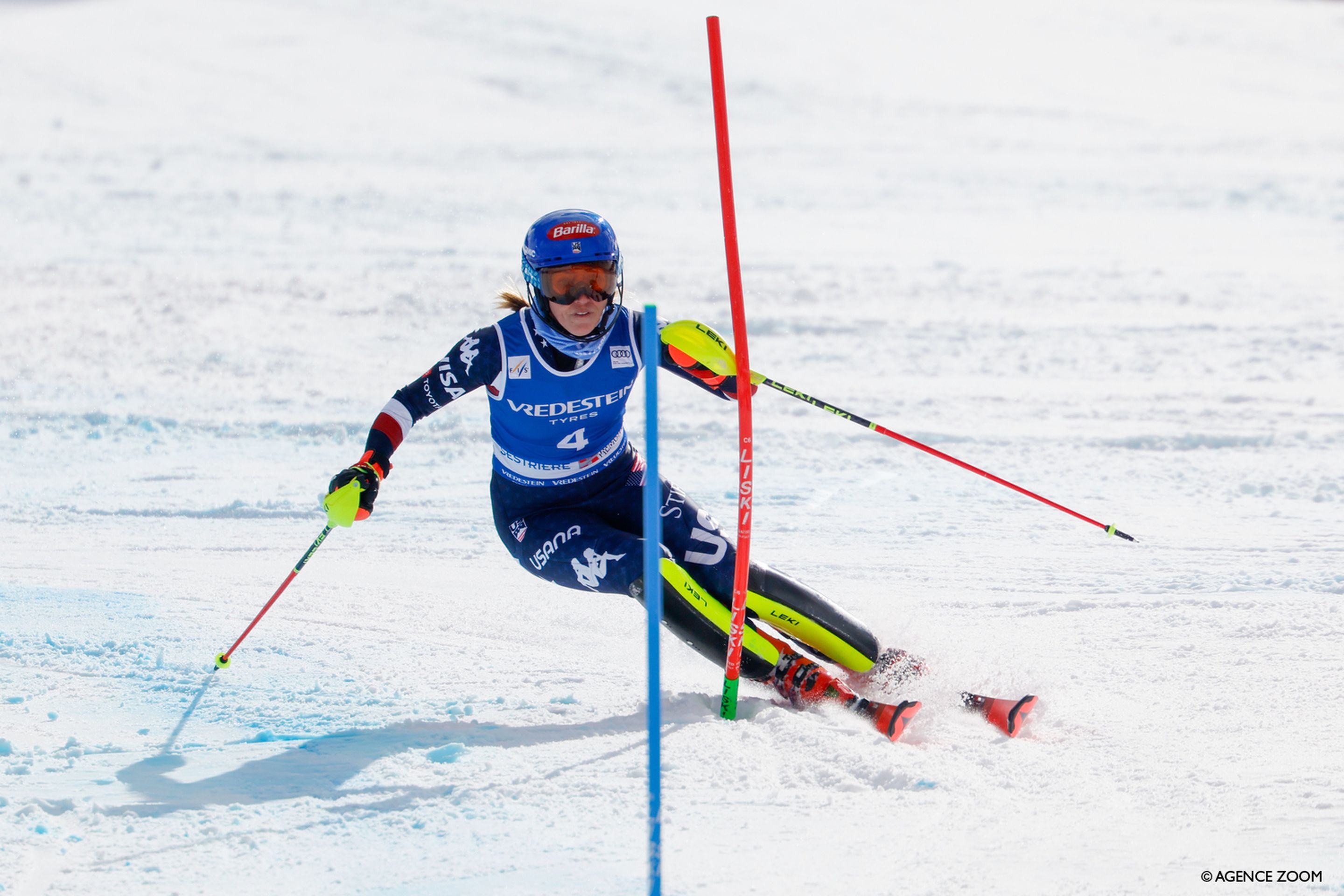 Mikaela Shiffrin (USA/Atomic) served up a Slalom masterclass in the second run in Sestriere. © Agence Zoom