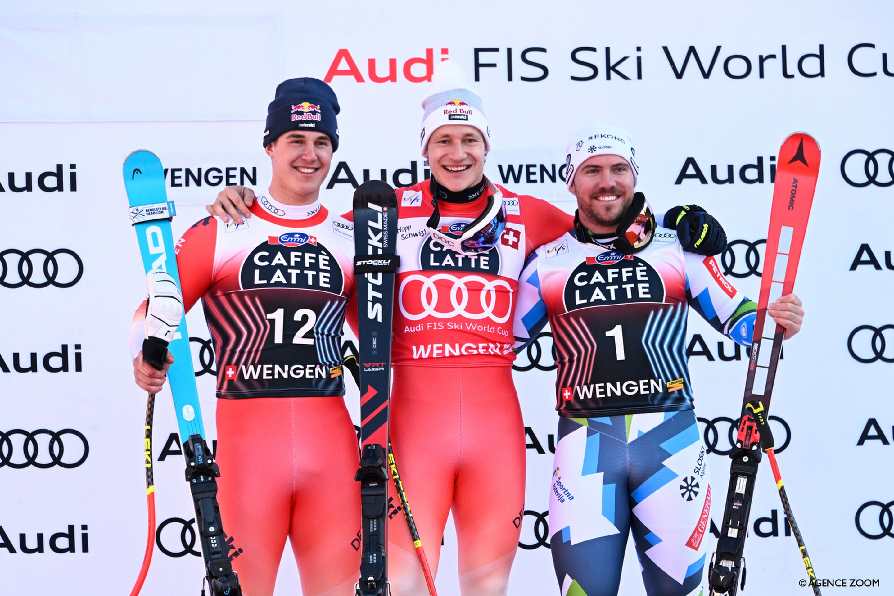 Podium shot Wengen downhill 2025