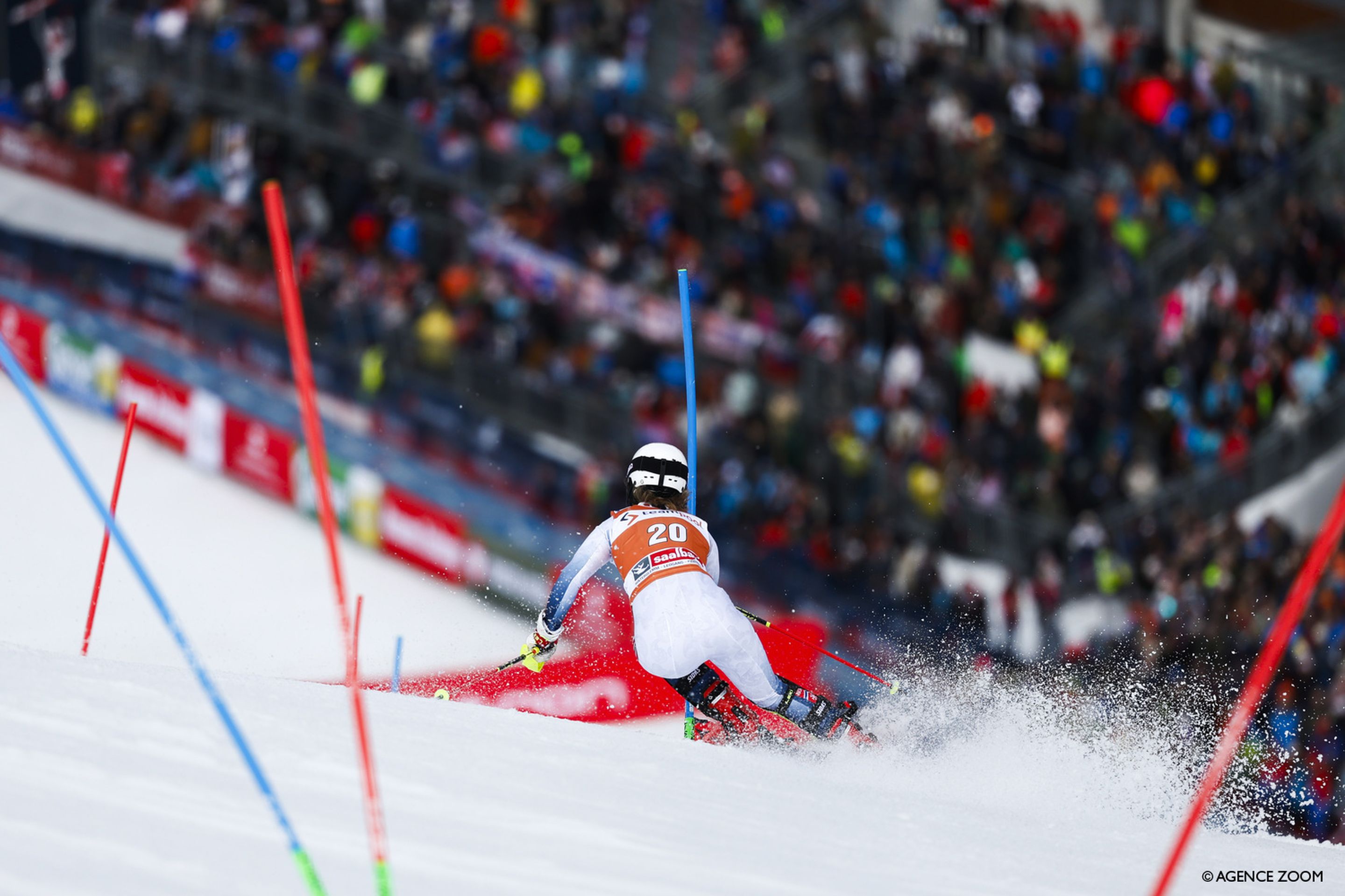 Mina Fuerst Holtmann skiing slalom in Saalbach