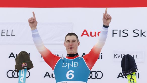 Von Allmen wins Kvitfjell Downhill to keep Globe race alive as Swiss sweep podium again