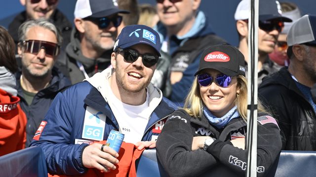 Aleksander Aamodt Kilde (NOR) and Mikaela Shiffrin (USA) at the World Cup Finals in Saalbach, Austria, in March 2024. @ Agence Zoom