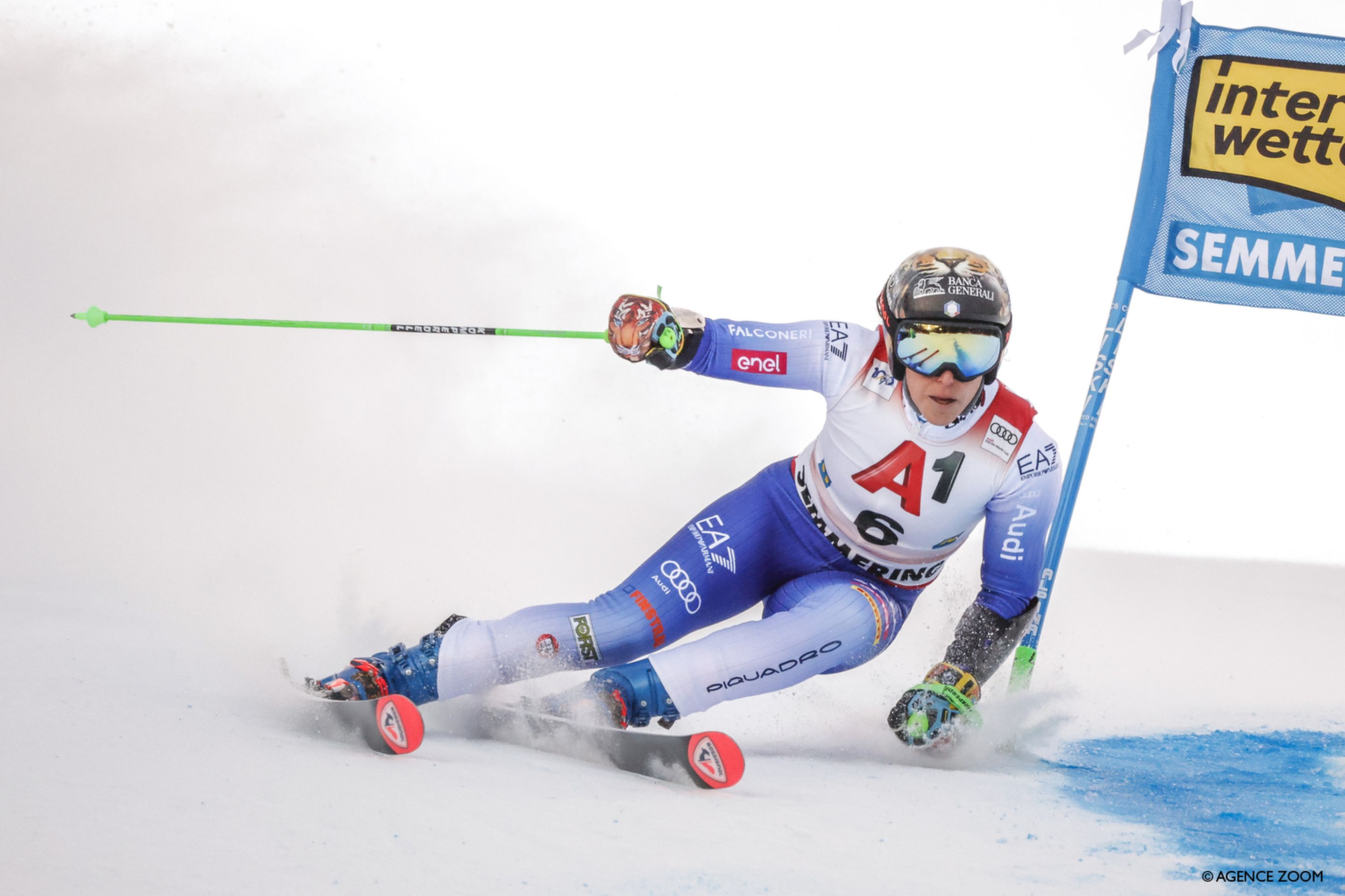 Federica Brignone (ITA/Rossignol) attacking the giant slalom course in Semmering. ©Agence Zoom