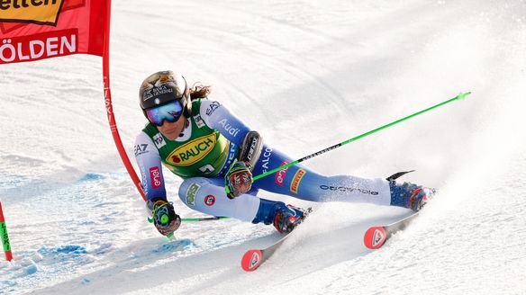 Brilliant Brignone defies nerves to snatch GS win in Sölden's spring conditions