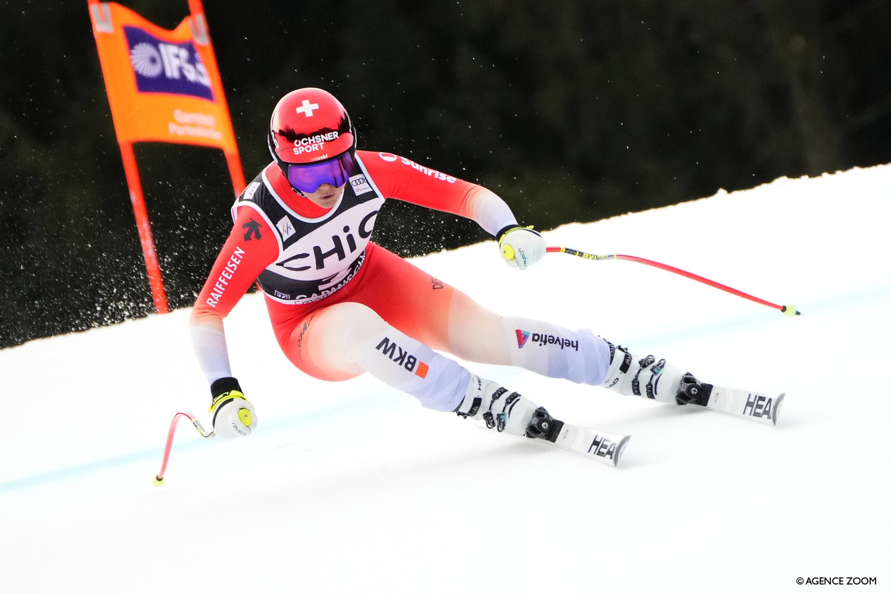 Corinne Suter (SUI/Head) made her first World Cup Downhill podium since March 2023. ©Agence Zoom