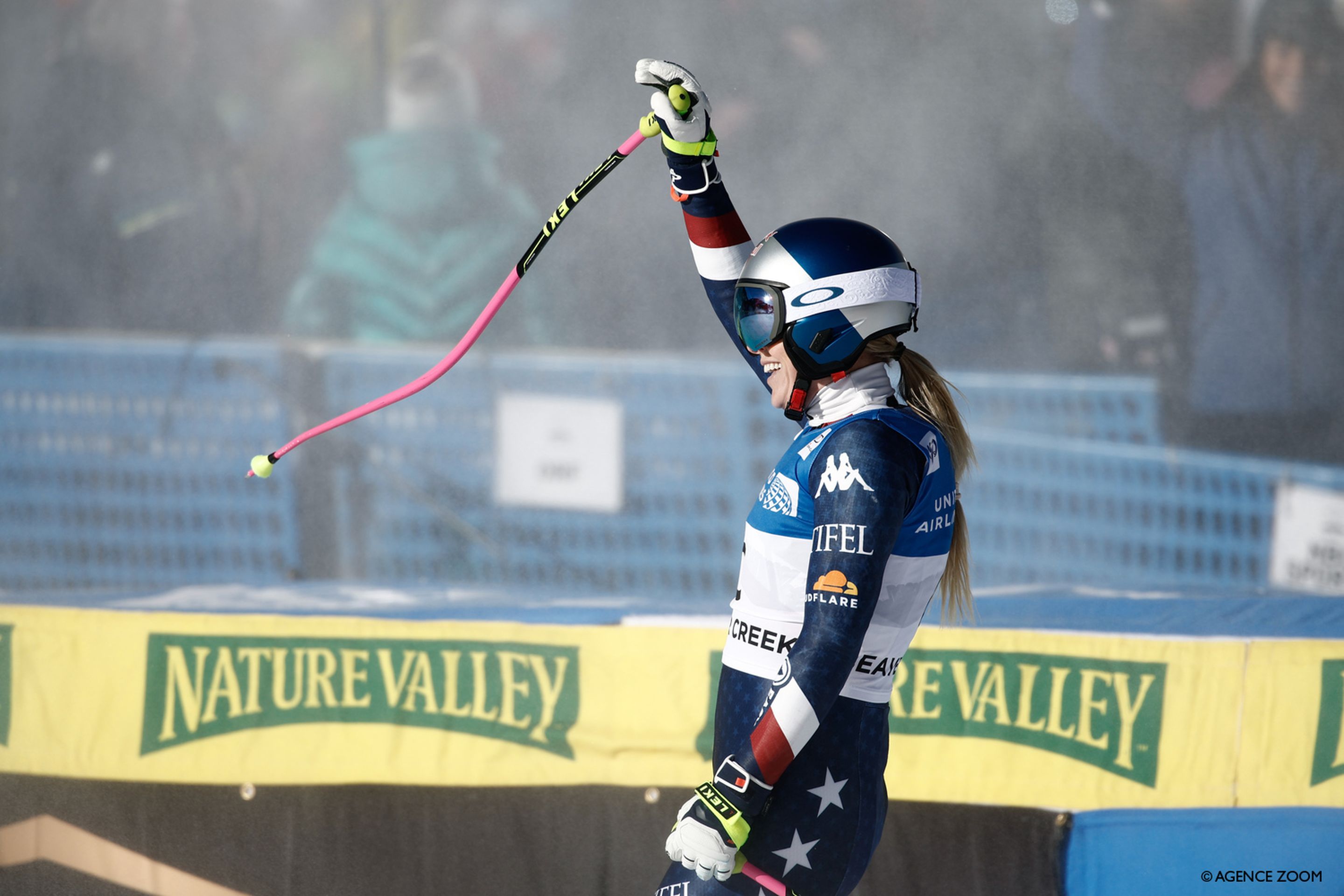 Lindsey Vonn (USA) served as a forerunner on Saturday ahead of her return to the World Cup tour next week. @Agence Zoom