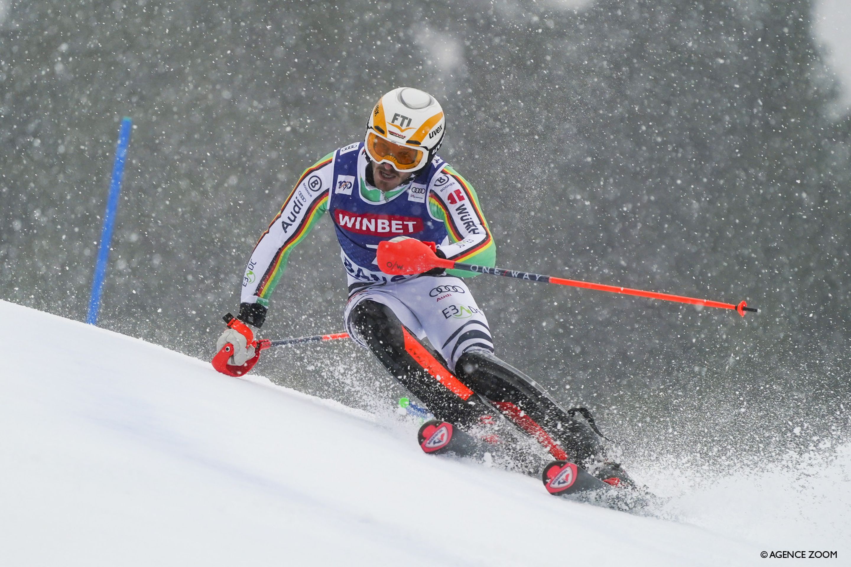 German skier Linus Strasser in action in the men's slalom