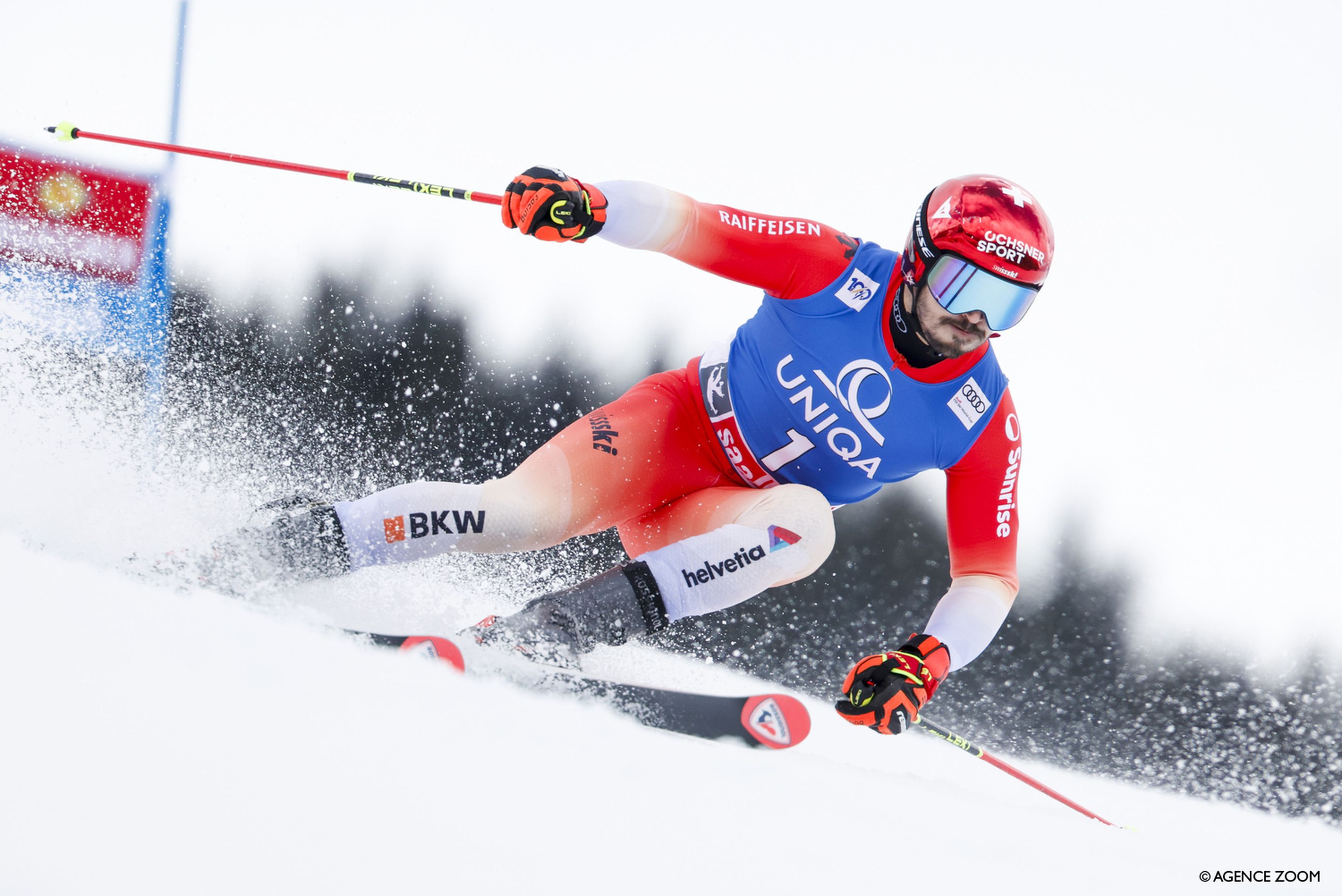 Loic Meillard (SUI) on his way to the second giant slalom World Cup win of his career