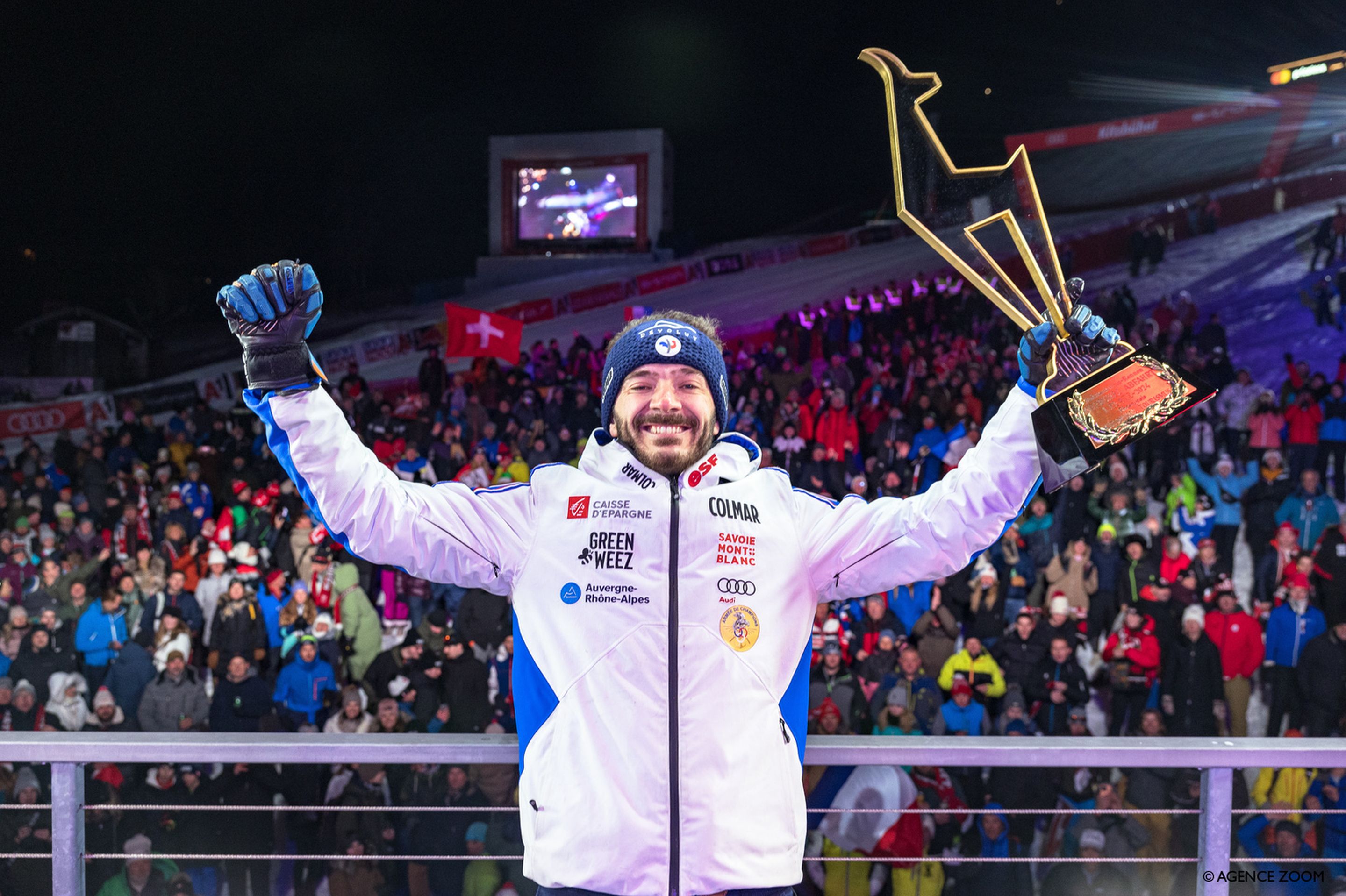 Sarrazin celebrates in Kitzbuehel in 2024