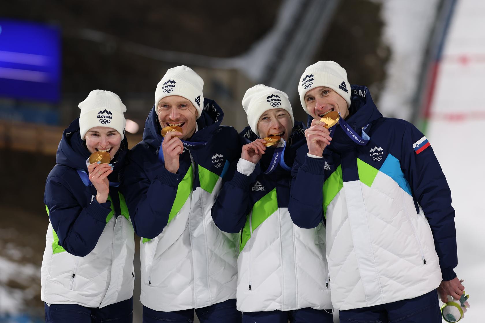 Prevc siblings power Slovenia to Olympic Mixed Team gold