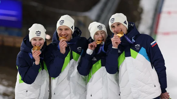 Prevc siblings power Slovenia to Olympic Mixed Team gold