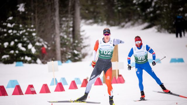 Mark Arendz (CAN) and Benjamin Daviet (FRA) © Kelly Bergman / Caledonia Nordic Ski Club