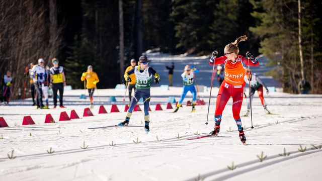 Vilde Nilsen (NOR) ahead of Liudmyla Liashenko (UKR) in Prince George 2024 @ Caledonia Nordic Ski-Club
