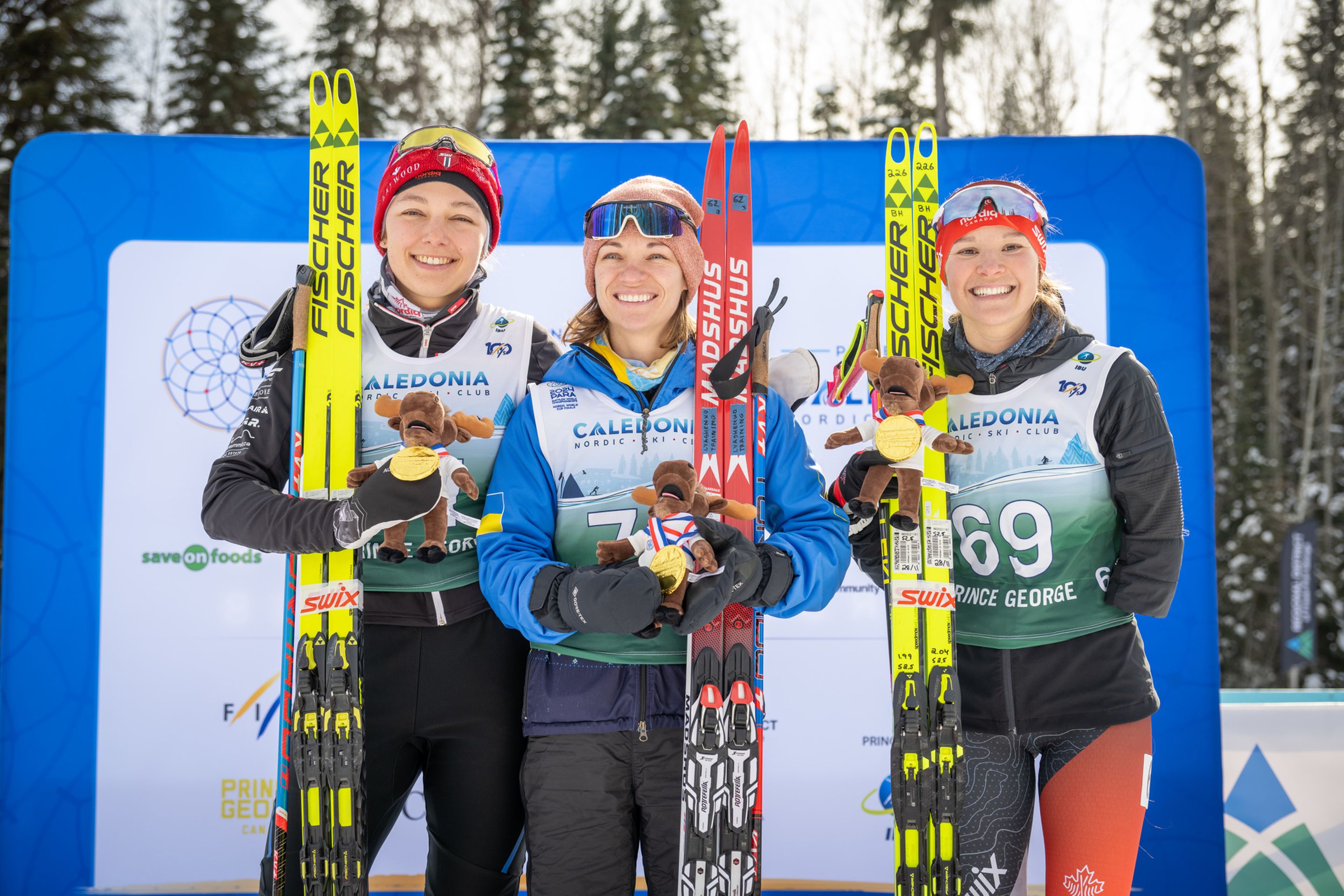 Natalie Wilkie (CAN), Liudmyla Liaschenko (UKR) and Brittany Hudak (CAN) on the podium