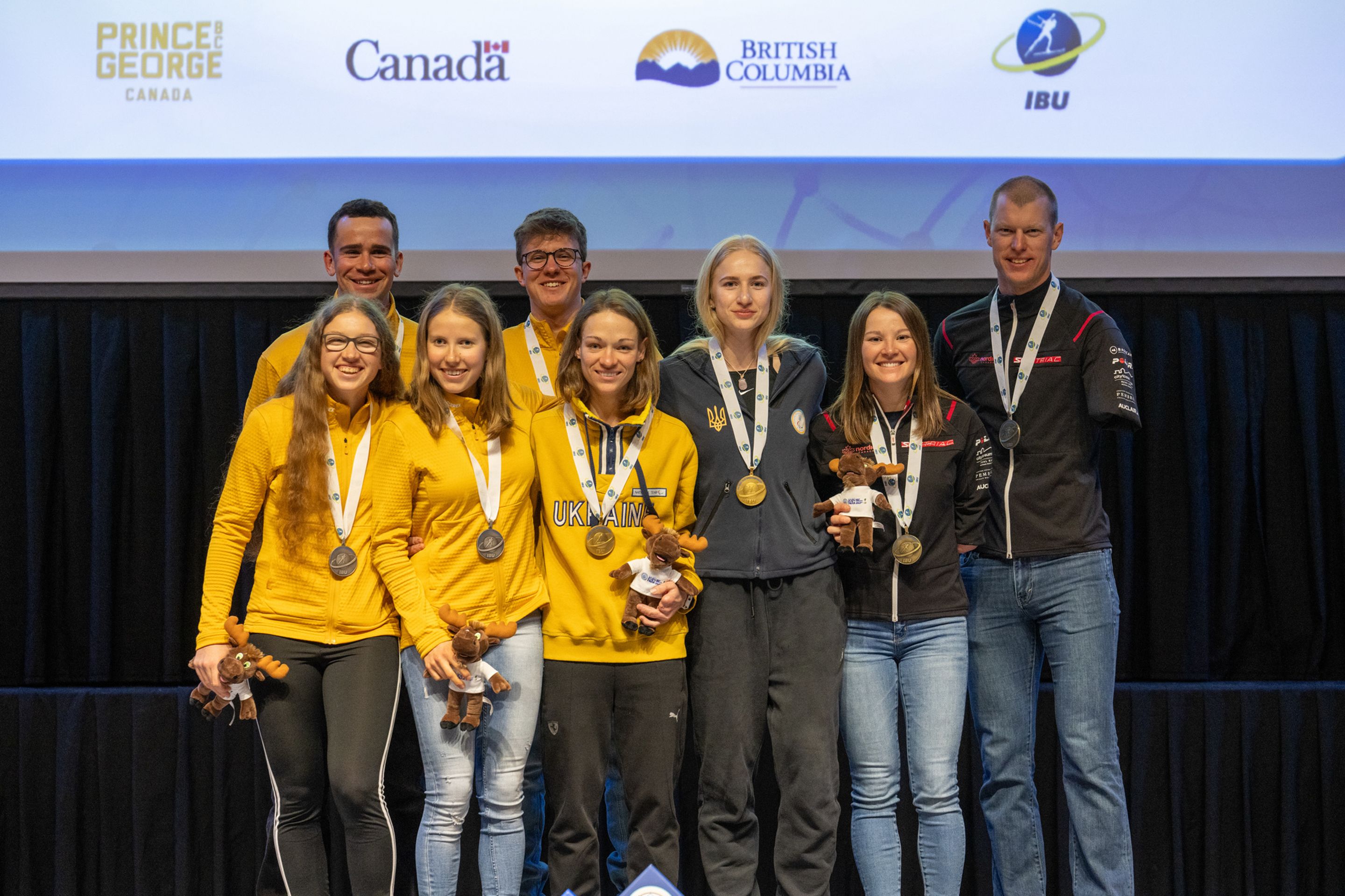 Standing category's podium of the Team Sprint at the medals ceremony