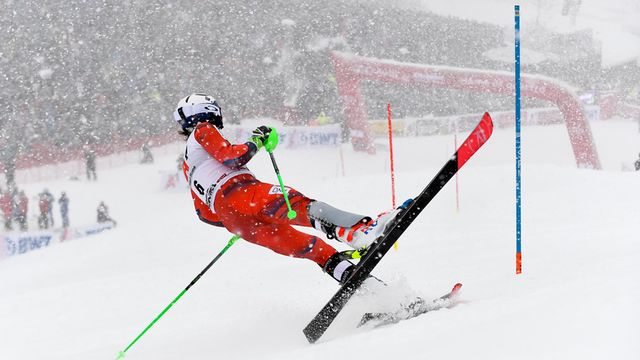 KITZBUEHEL, AUSTRIA - JANUARY 21: Henrik Kristoffersen of Norway competes during the Audi FIS Alpine Ski World Cup Men's Slalom on January 21, 2018 in Kitzbuehel, Austria. (Photo by Alain Grosclaude/Agence Zoom)