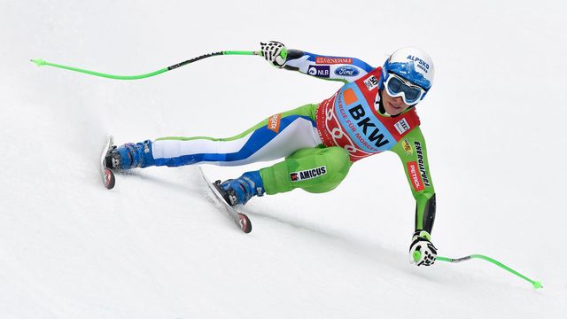CRANS MONTANA, SWITZERLAND - FEBRUARY 24: Ilka Stuhec of Slovenia competes during the Audi FIS Alpine Ski World Cup Women's Alpine Combined on February 24, 2017 in Crans Montana, Switzerland (Photo by Alain Grosclaude/Agence Zoom)