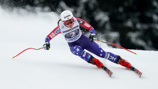 GARMISCH-PARTENKIRCHEN, GERMANY - FEBRUARY 04: Breezy Johnson of USA competes during the Audi FIS Alpine Ski World Cup Women's Downhill on February 4, 2018 in Garmisch-Partenkirchen, Germany. (Photo by Hans Bezard/Agence Zoom)