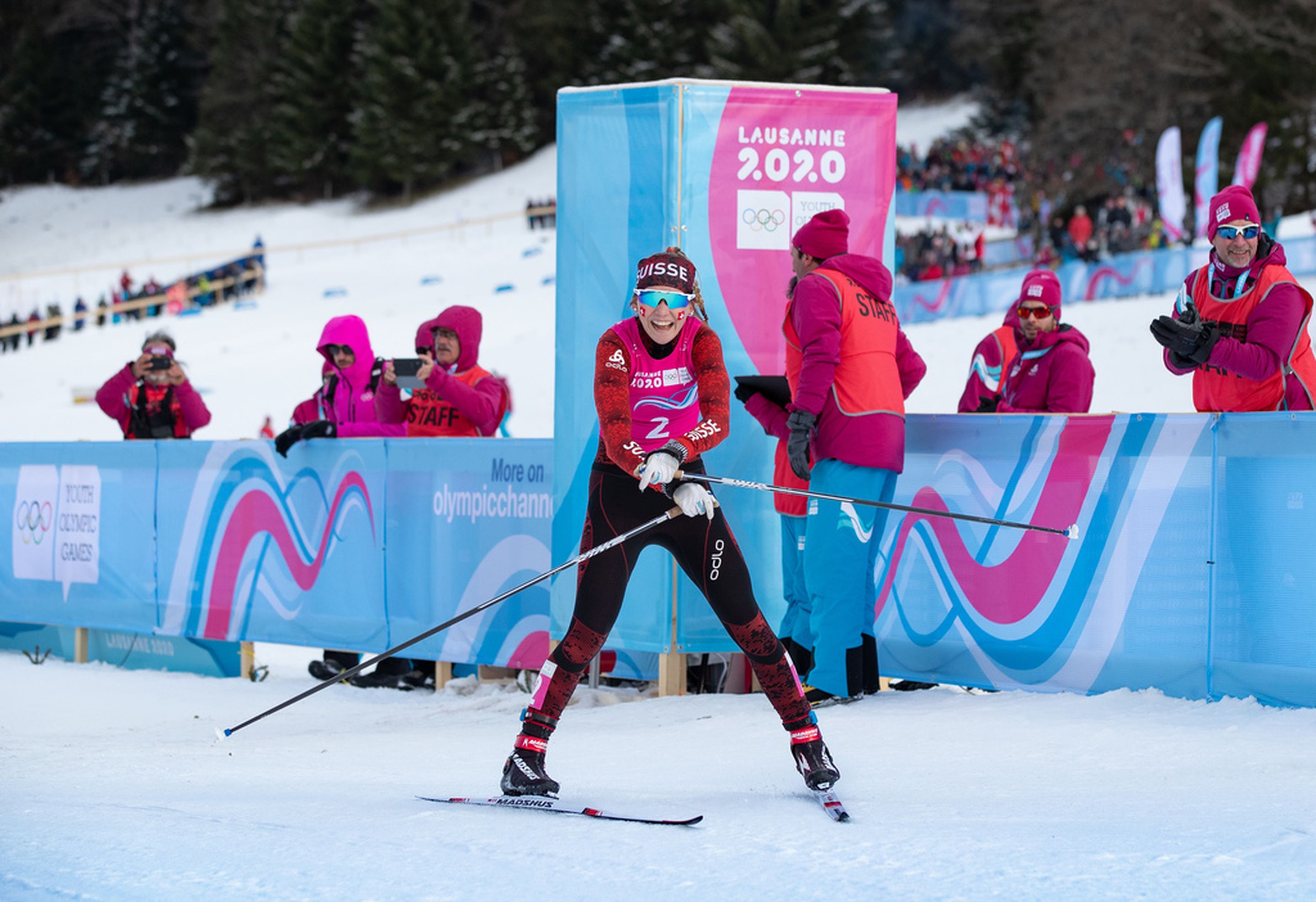 Siri Wigger SUI wins the Gold medal in  the Cross-Country Skiing Women’s Sprint at the Vallee de Joux Cross-Country Centre. The Winter Youth Olympic Games, Lausanne, Switzerland, Sunday 19 January 2020. Photo: OIS/Ben Queenborough. Handout image supplied by OIS/IOC.