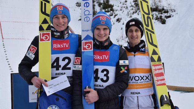 Robin Pedersen, Marius Lindvik, Clemens Aigner - © Reka Hodgyai