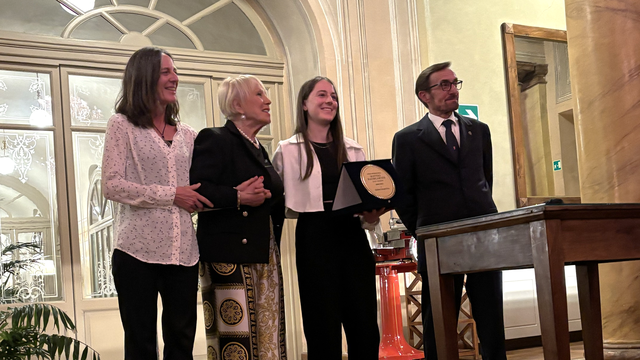 Iria Medina Gironès (27th International Matteo Baumgarten Award's recipient) with the Baumgarten's family