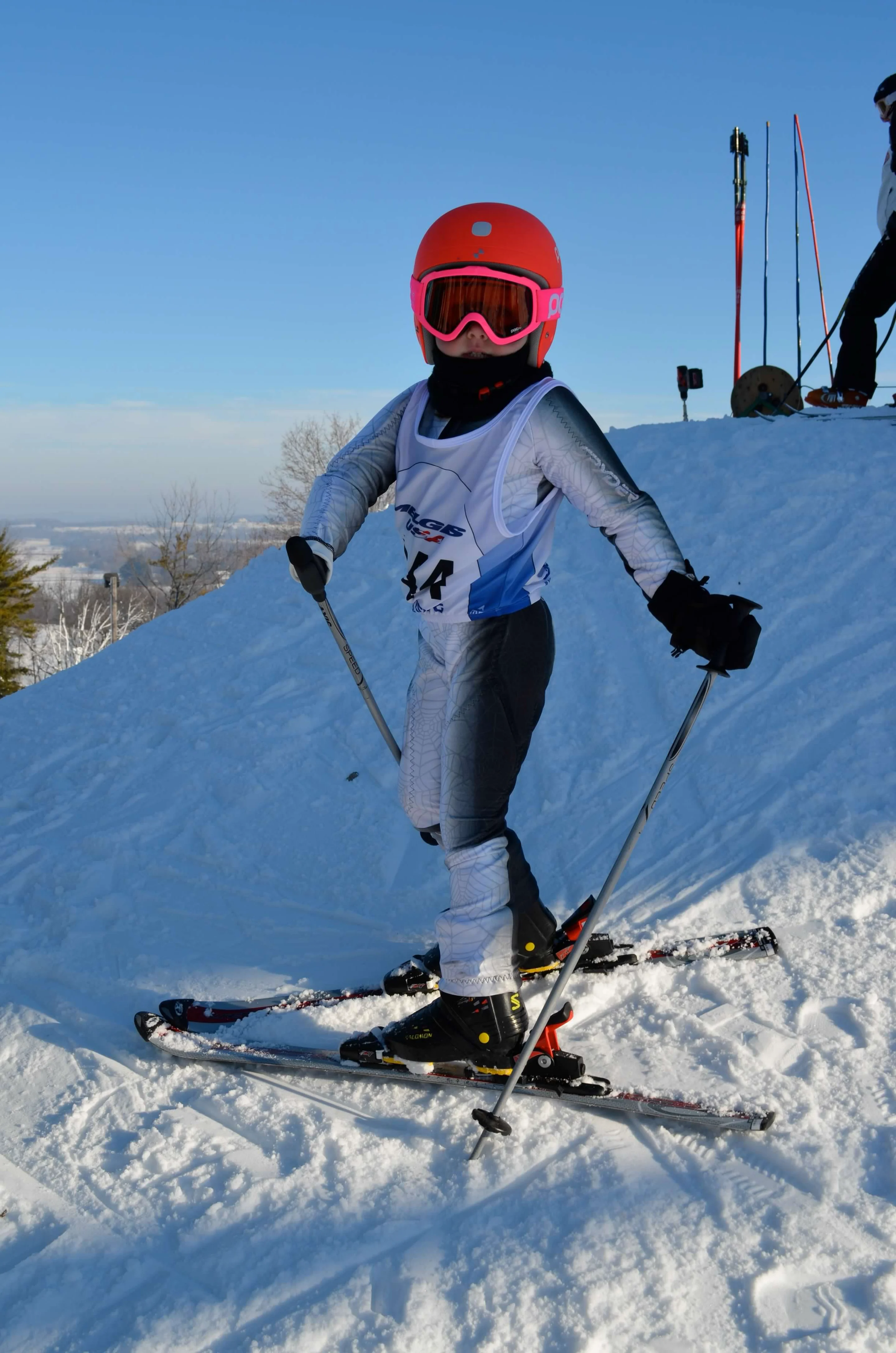 Audrey using two ski poles. Photo credit: Audrey Crowley