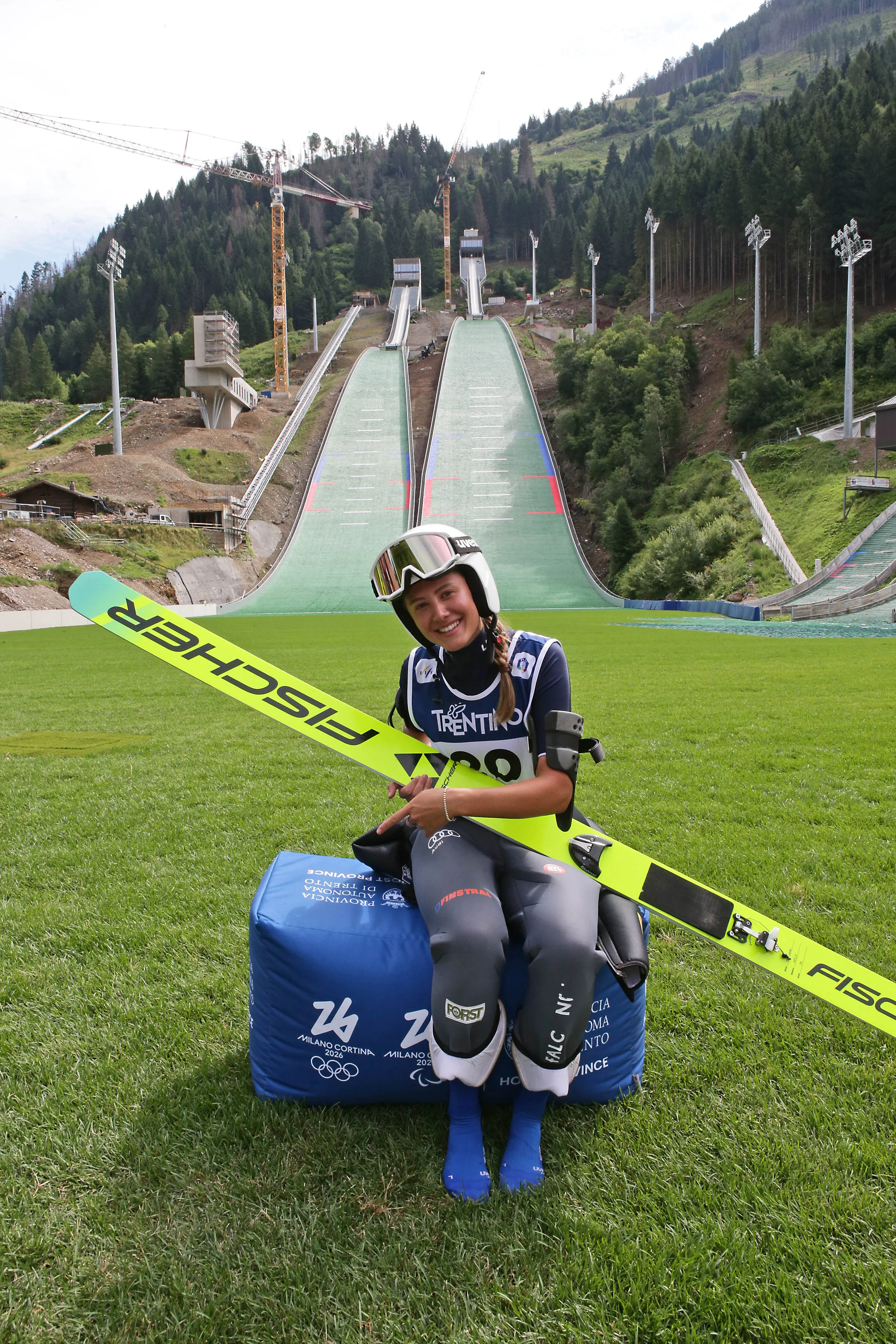 Annika Sieff was the first athlete to jump from the new Predazzo hill