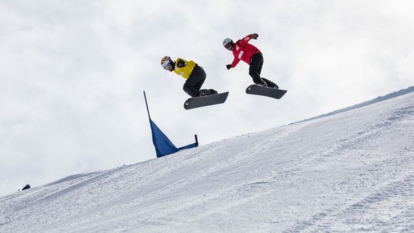 Paul and Vedder on top in Cardrona JWC snowboard cross