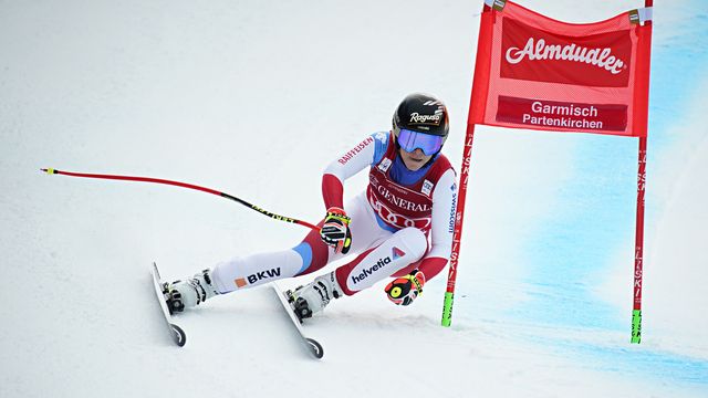 GARMISCH PARTENKIRCHEN, GERMANY - FEBRUARY 01: Lara Gut-behrami of Switzerland in action during the Audi FIS Alpine Ski World Cup Women's Super Giant Slalom on February 01, 2021 in Garmisch Partenkirchen, Germany. (Photo by Millo Moravski/Agence Zoom)