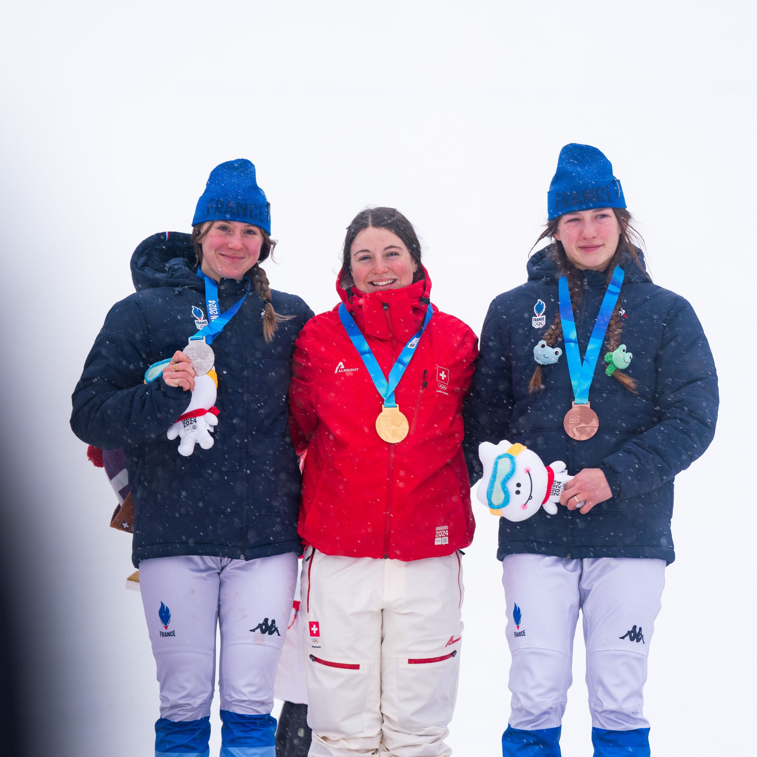 Women’s SBX podium Gangwon 2024 YOG. Photo: Jérémie Perreault/FIS