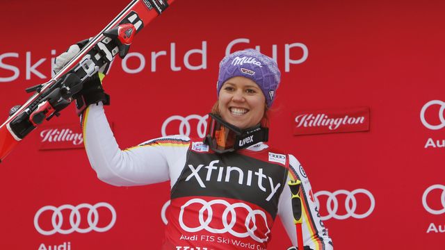 KILLINGTON, VT - NOVEMBER 25: Viktoria Rebensburg of Germany takes 1st place during the Audi FIS Alpine Ski World Cup Women's Giant Slalom on November 25, 2017 in Killington, Vermont. (Photo by Alexis Boichard/Agence Zoom)