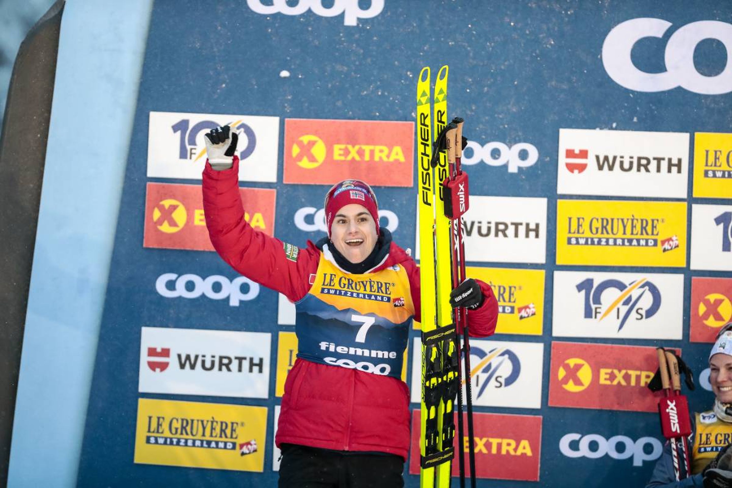 Norway's Heidi Weng celebrates her seventh Tour de Ski podium © NordicFocus