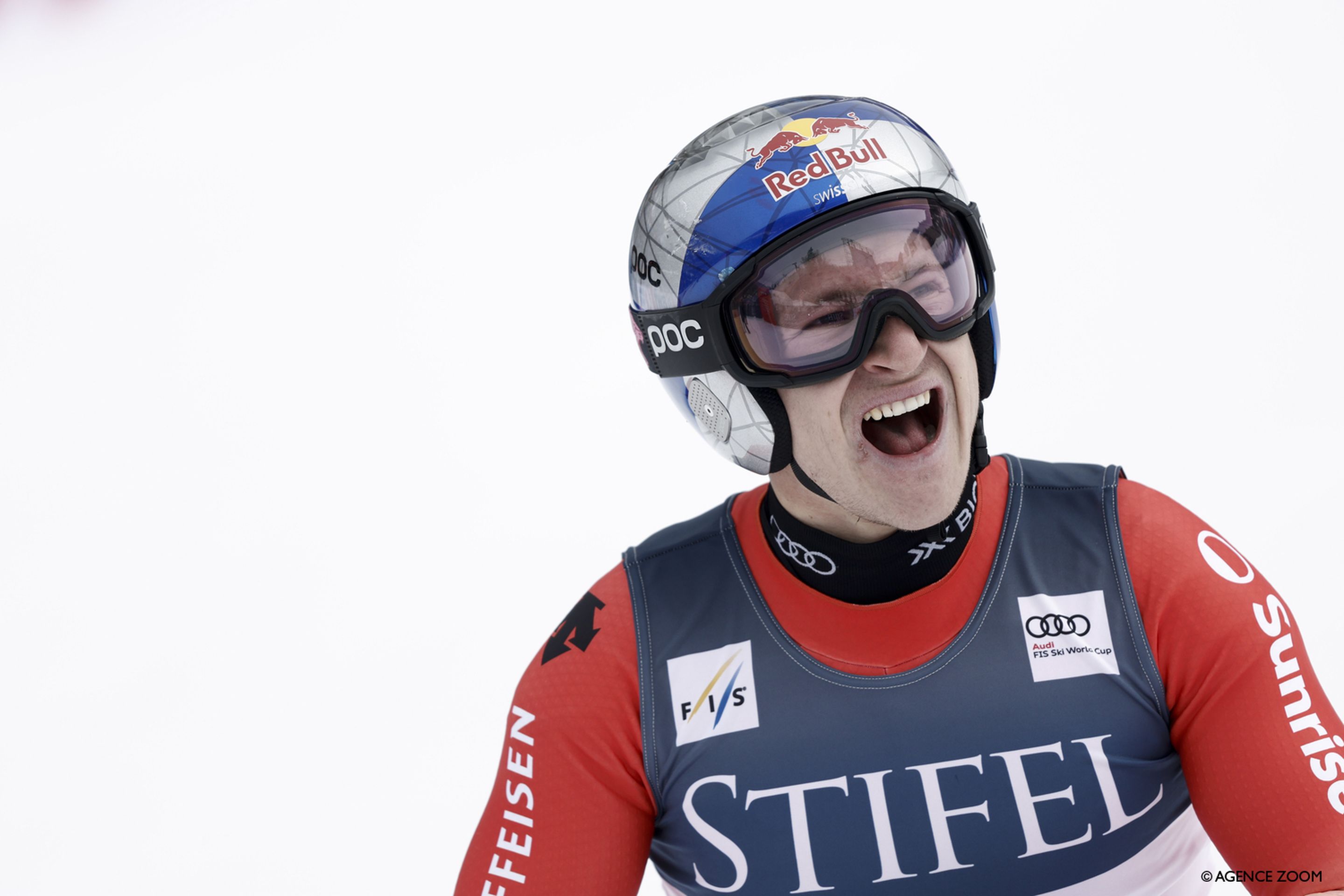 Marco Odermatt (SUI) finishes third and is still chasing his first World Cup downhill win (Agence Zoom).